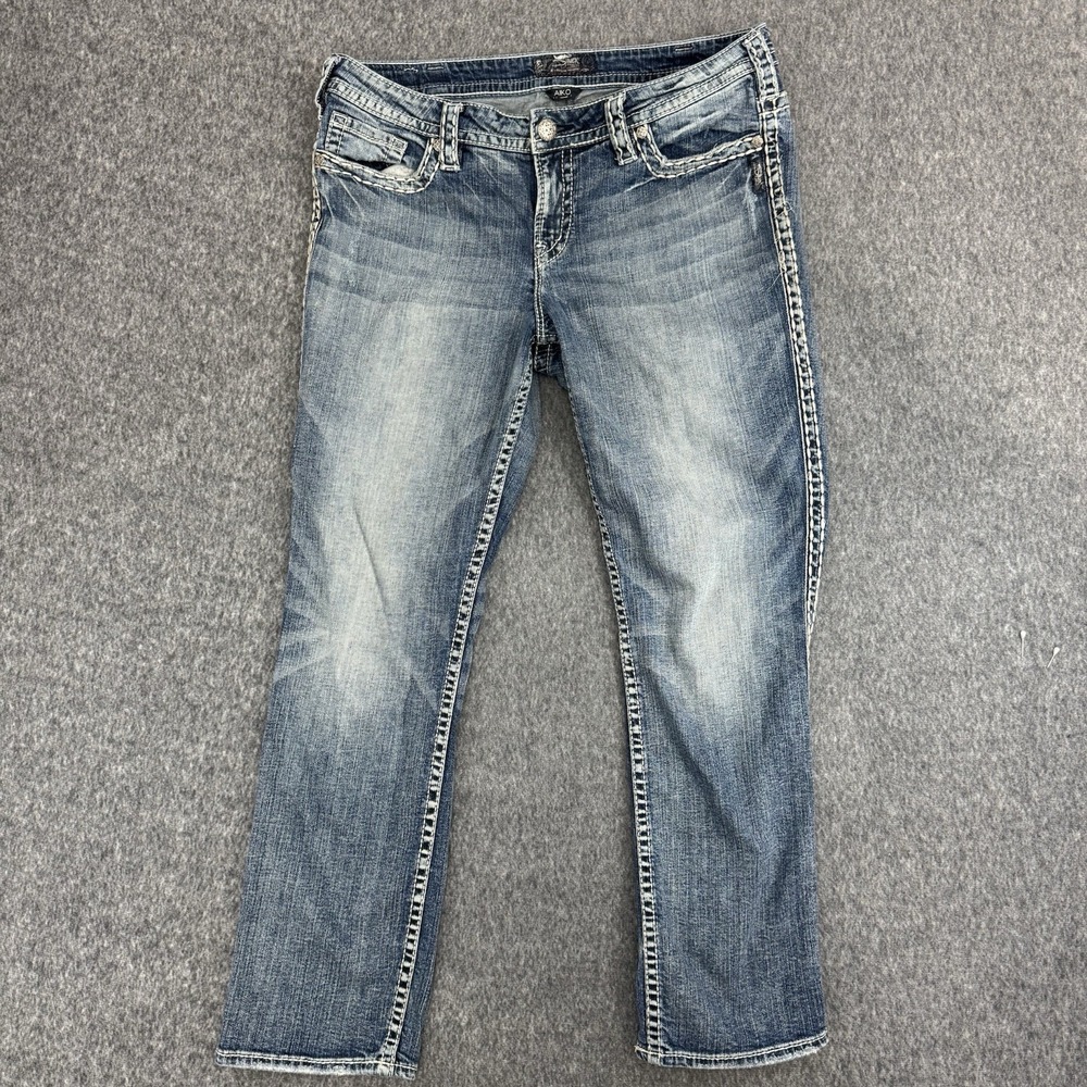 Silver Jeans Aiko Mid Straight Jeans Women's 16 Light Wash Stretch Denim